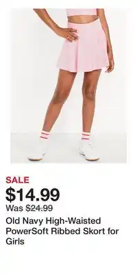 Old Navy Old Navy High-Waisted PowerSoft Ribbed Skort for Girls offer