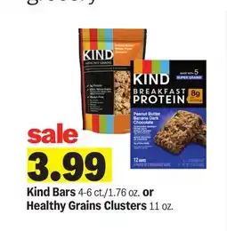 Meijer Kind Bars 4-6 ct./1.76 oz. or Healthy Grains Clusters 11 oz offer