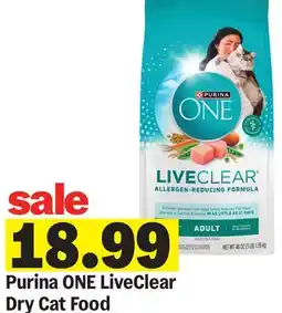 Meijer Purina ONE LiveClear Dry Cat Food offer