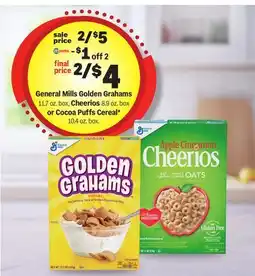 Meijer General Mills Golden Grahams 11.7 oz. box, Cheerios 8.9 oz. box or Cocoa Puffs Cereal* 10.4 oz. box offer