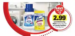Meijer Lysol Disinfecting Wipes 75-80 ct. Reg. 5.99 or Laundry Sanitizer 21 oz. Reg. 5.19 offer
