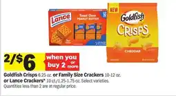 Meijer Goldfish Crisps 6.25 oz. or Family Size Crackers 10-12 oz. or Lance Crackers* 10 ct./1.25-1.75 oz offer
