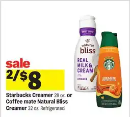Meijer Starbucks Creamer 28 oz. or Coffee mate Natural Bliss Creamer 32 oz offer