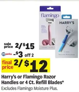 Meijer Harry's or Flamingo Razor Handles or 4 Ct. Refill Blades offer