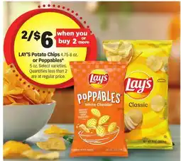Meijer LAY'S Potato Chips 4.75-8 oz. or Poppables* 5 oz offer