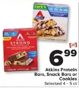 Weis Markets Atkins Protein Bars, Snack Bars or Cookies offer