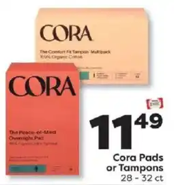 Weis Markets Cora Pads or Tampons offer