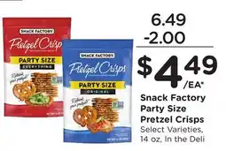 Ralphs Snack Factory Party Size Pretzel Crisps offer