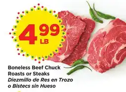 Food 4 Less Boneless Beef Chuck Roasts or Steaks offer