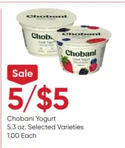 Stater Bros Chobani Yogurt offer