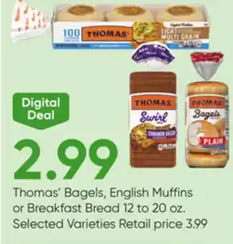 Stater Bros Thomas' Bagels, English Muffins or Breakfast Bread offer