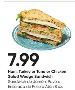 Stater Bros Ham, Turkey or Tuna or Chicken Salad Wedge Sandwich offer