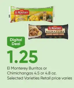 Stater Bros El Monterey Burritos or Chimichangas offer