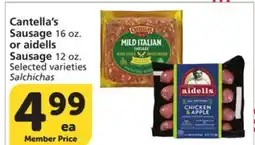 Albertsons Cantella's Sausage 16 oz. or aidells Sausage 12 oz offer