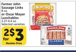 Albertsons Farmer John Sausage Links 8 oz. or Oscar Mayer Lunchables 2.27-4.4 oz offer