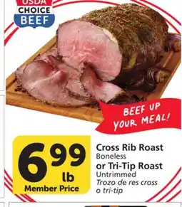 Albertsons Cross Rib Roast Boneless or Tri-Tip Roast Untrimmed offer