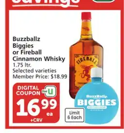 Vons Buzzballz Biggies or Fireball Cinnamon Whisky offer