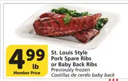 Vons St. Louis Style Pork Spare Ribs or Baby Back Ribs offer