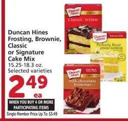 Vons Duncan Hines Frosting, Brownie, Classic or Signature Cake Mix offer