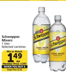 Vons Schweppes Mixers offer