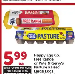 Vons Happy Egg Co. Free Range or Pete & Gerry's Pasture Raised Large Eggs offer