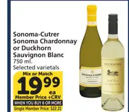Vons Sonoma-Cutrer Sonoma Chardonnay or Duckhorn Sauvignon Blanc offer