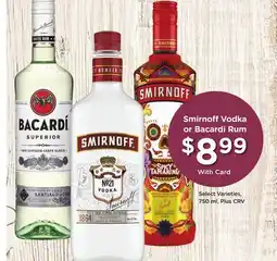 Ralphs Smirnoff Vodka or Bacardi Rum offer