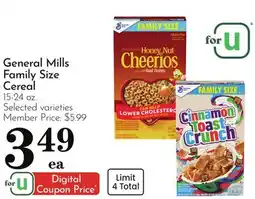 Pavilions General Mills Family Size Cereal offer
