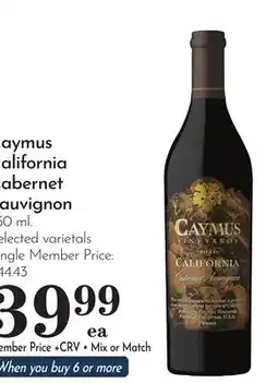 Pavilions Caymus California Cabernet Sauvignon offer