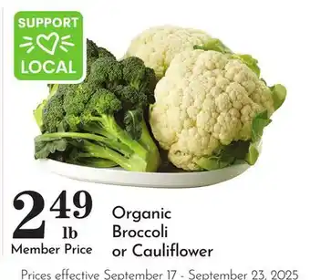 Pavilions Organic Broccoli or Cauliflower offer