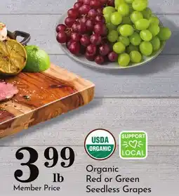 Pavilions Organic Red or Green Seedless Grapes offer