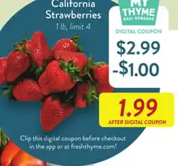 Fresh Thyme California Strawberries offer