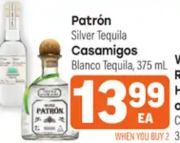Tony’s Fresh Market Patrón Silver Tequila Casamigos Blanco Tequila, 375 mL offer
