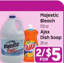 Tony’s Fresh Market Majestic Bleach 128oz Ajax Dish Soap 28oz offer