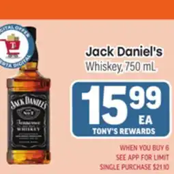 Tony’s Fresh Market Jack Daniel's Whiskey offer