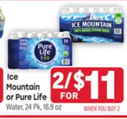 Tony’s Fresh Market Ice Ice Mountain or Pure Life Water offer