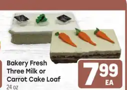 Tony’s Fresh Market Bakery Fresh Three Milk or Carrot Cake offer