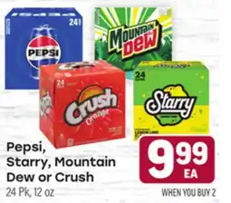 Tony’s Fresh Market Pepsi, Pepsi, Starry, Mountain Starry, Mountain Dew or Crush offer