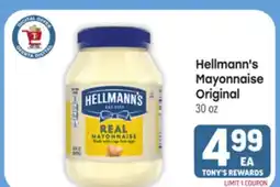 Tony’s Fresh Market Hellmann's Mayonnaise Original offer