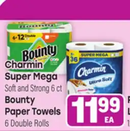 Tony’s Fresh Market Charmin Super Mega Soft and Strong 6 ct Bounty Paper Towels 6Double Rolls offer
