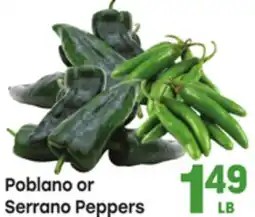 Tony’s Fresh Market Poblano or Serrano Peppers offer