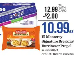 Mariano's El Monterey Signature Breakfast Burritos or Propel offer
