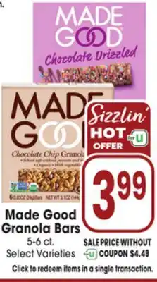 Jewel-Osco Made Good Granola Bars offer