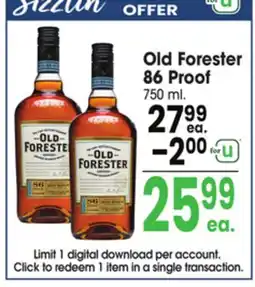 Jewel-Osco Old Forester 86 Proof offer