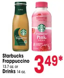 Jewel-Osco Starbucks Frappuccino 13.7 oz. or Drinks 14 oz offer