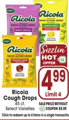 Jewel-Osco Ricola Cough Drops offer