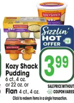 Jewel-Osco Kozy Shack Pudding 6 ct., 4 oz. or 22 oz. or Flan 4 ct., 4 oz offer