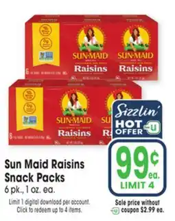 Jewel-Osco Sun Maid Raisins Snack Packs offer