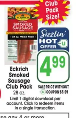 Jewel-Osco Eckrich Smoked Sausage Club Pack offer