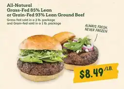 Sprouts Farmers Market All-Natural Grass-Fed 85% Lean or Grain-Fed 93% Lean Ground Beef offer